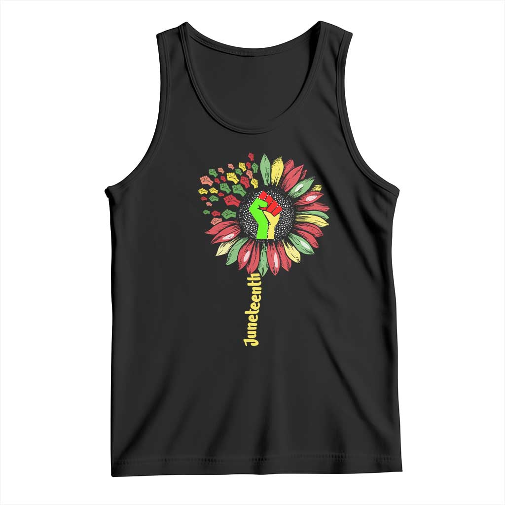 Juneteenth Tank Top Sunflower with Raised Fist Black History African American