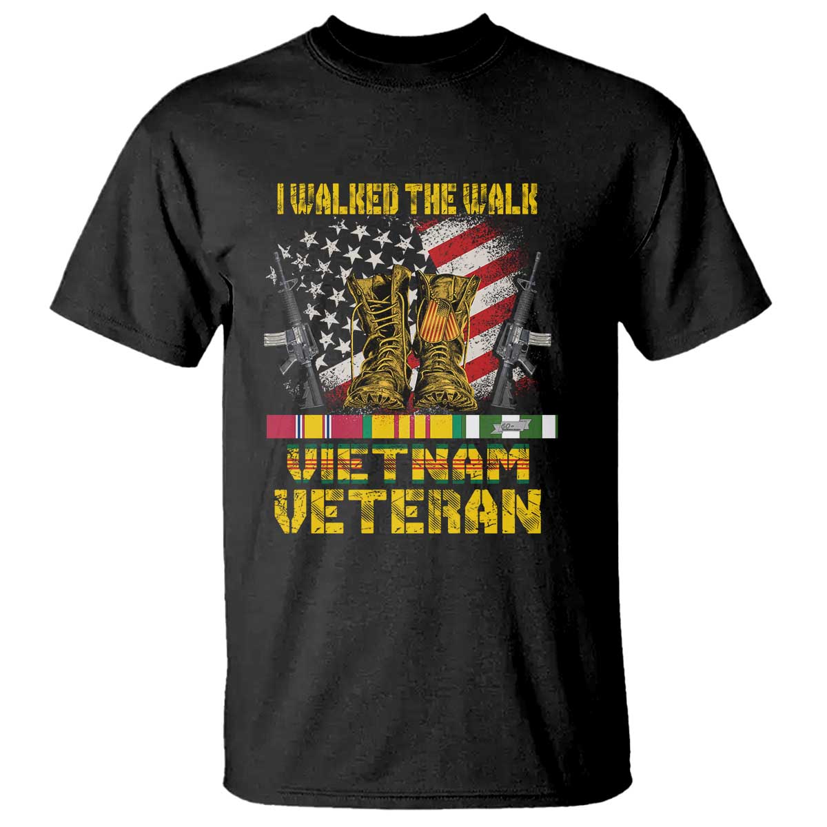 Vietnam Veteran T Shirt US Flag & Combat Boots Patriotic Design - Wonder Print Shop