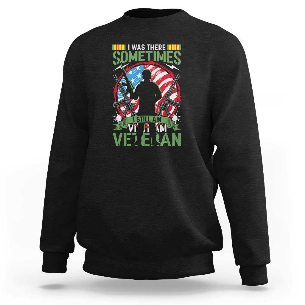 Black sweatshirt with back graphic of Vietnam veteran salute, flag and rifles