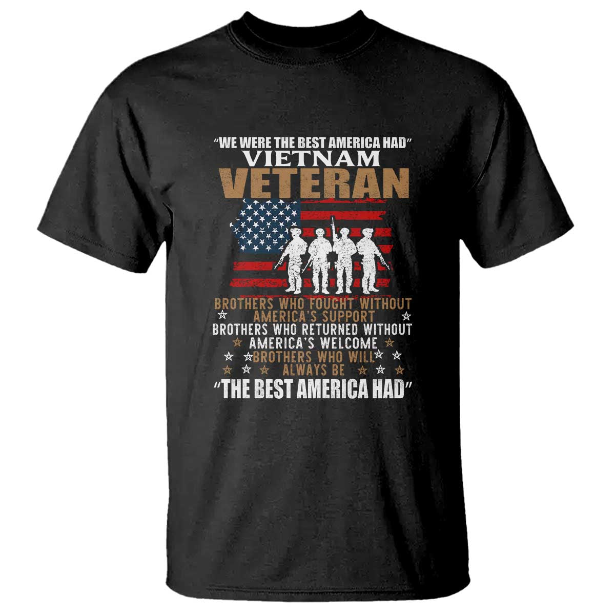 Vietnam Veteran T Shirt Brothers Who Fought, US Flag Patriotic Design - Wonder Print Shop