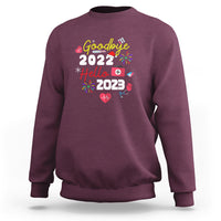 Maroon nurse crewneck sweatshirt with 'Goodbye 2022, Hello 2023' graphic