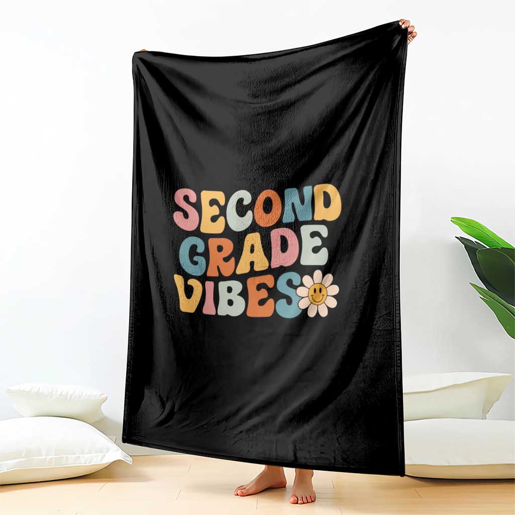 Groovy Retro Second Grade Vibes Throw Blanket Back to School 2nd Grade Team