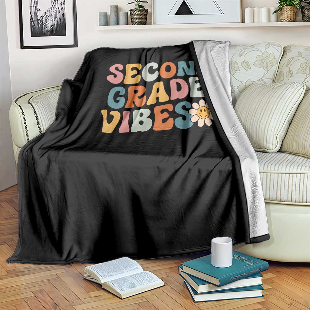 Groovy Retro Second Grade Vibes Throw Blanket Back to School 2nd Grade Team