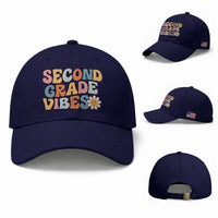 Groovy Retro Second Grade Vibes Baseball Cap Back to School 2nd Grade Team