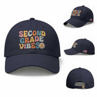 Groovy Retro Second Grade Vibes Baseball Cap Back to School 2nd Grade Team