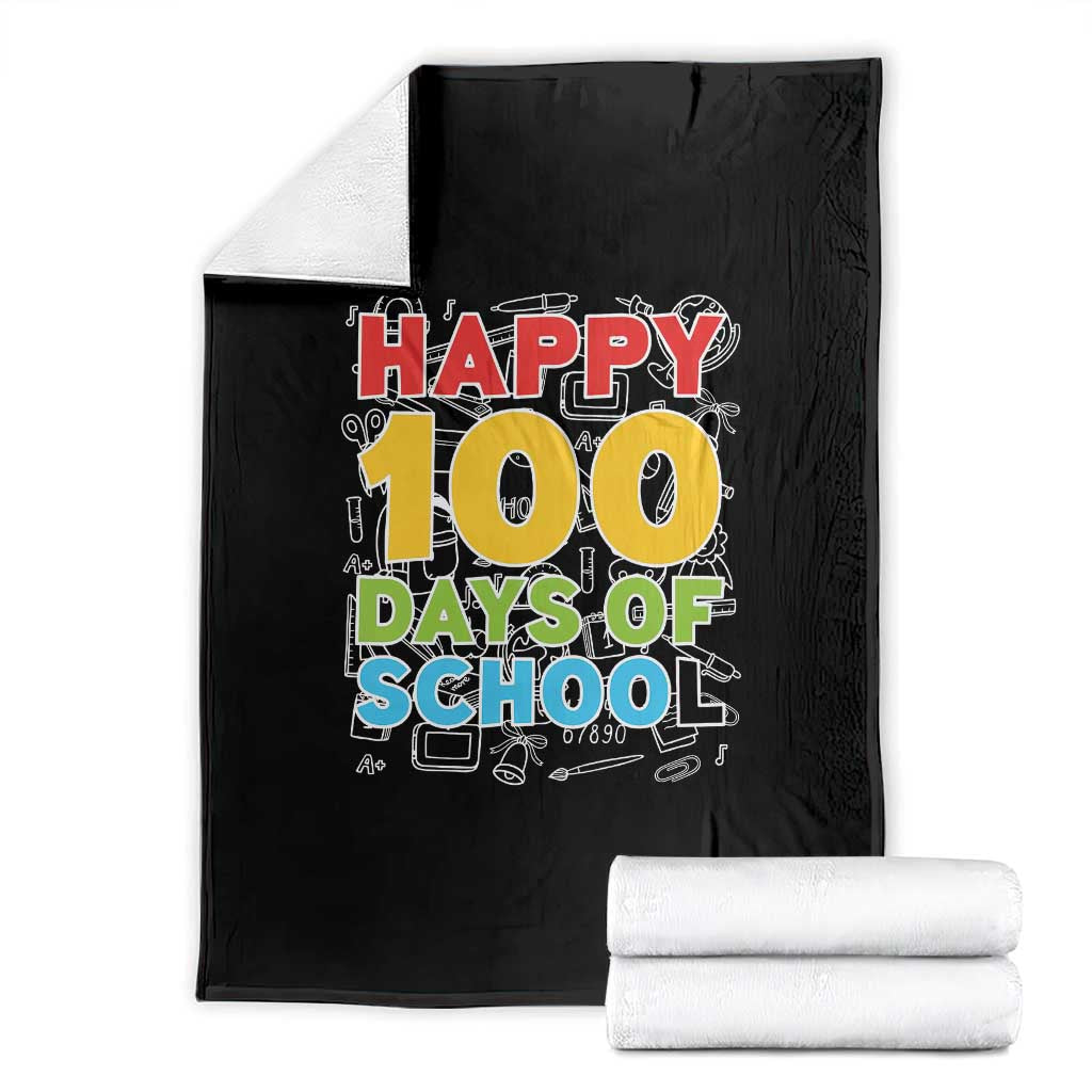 Happy 100 Days of School Throw Blanket Cute Celebration Gift for Teachers and Kids