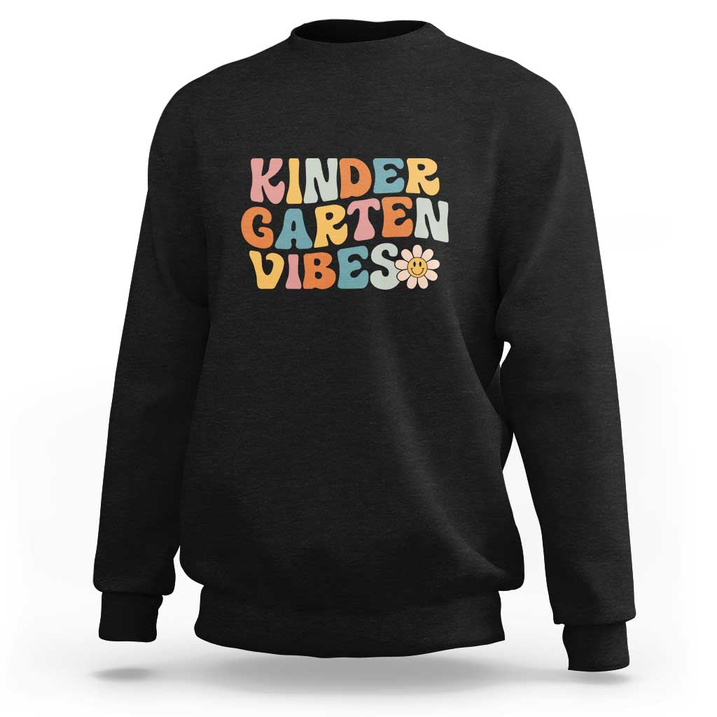 Kids crewneck sweatshirt in black with Kinder Garden Vibes graphic