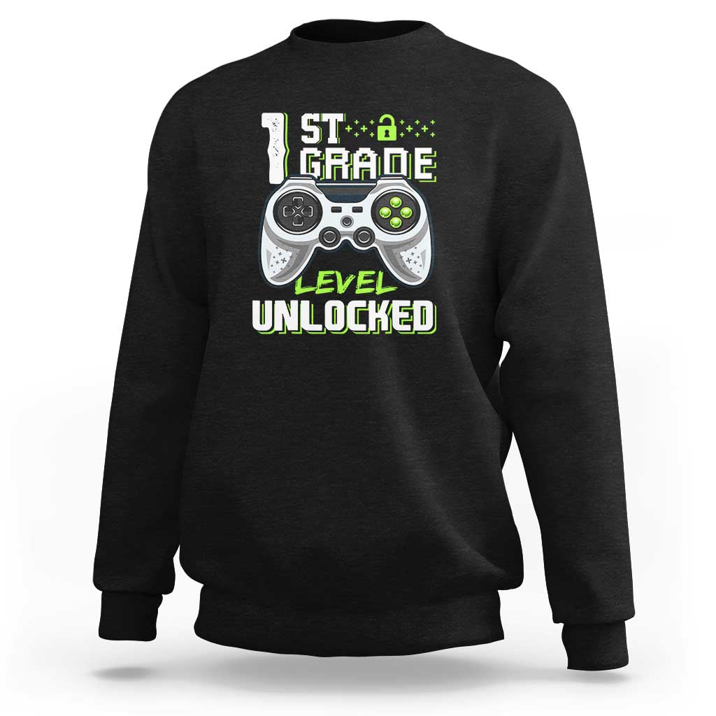 Boys black sweatshirt with game controller 'Level Unlocked' graphic