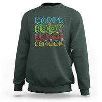Dark forest green crewneck sweatshirt with colorful “Happy 100th Day of School” print