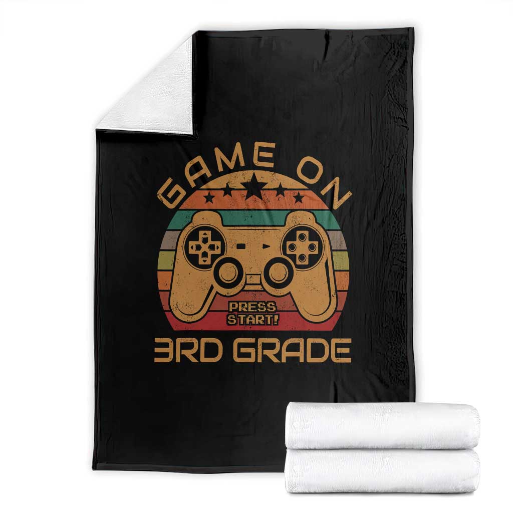 Game On First Day of 3rd Grade Throw Blanket Funny Gamer Back to School Kids Gift