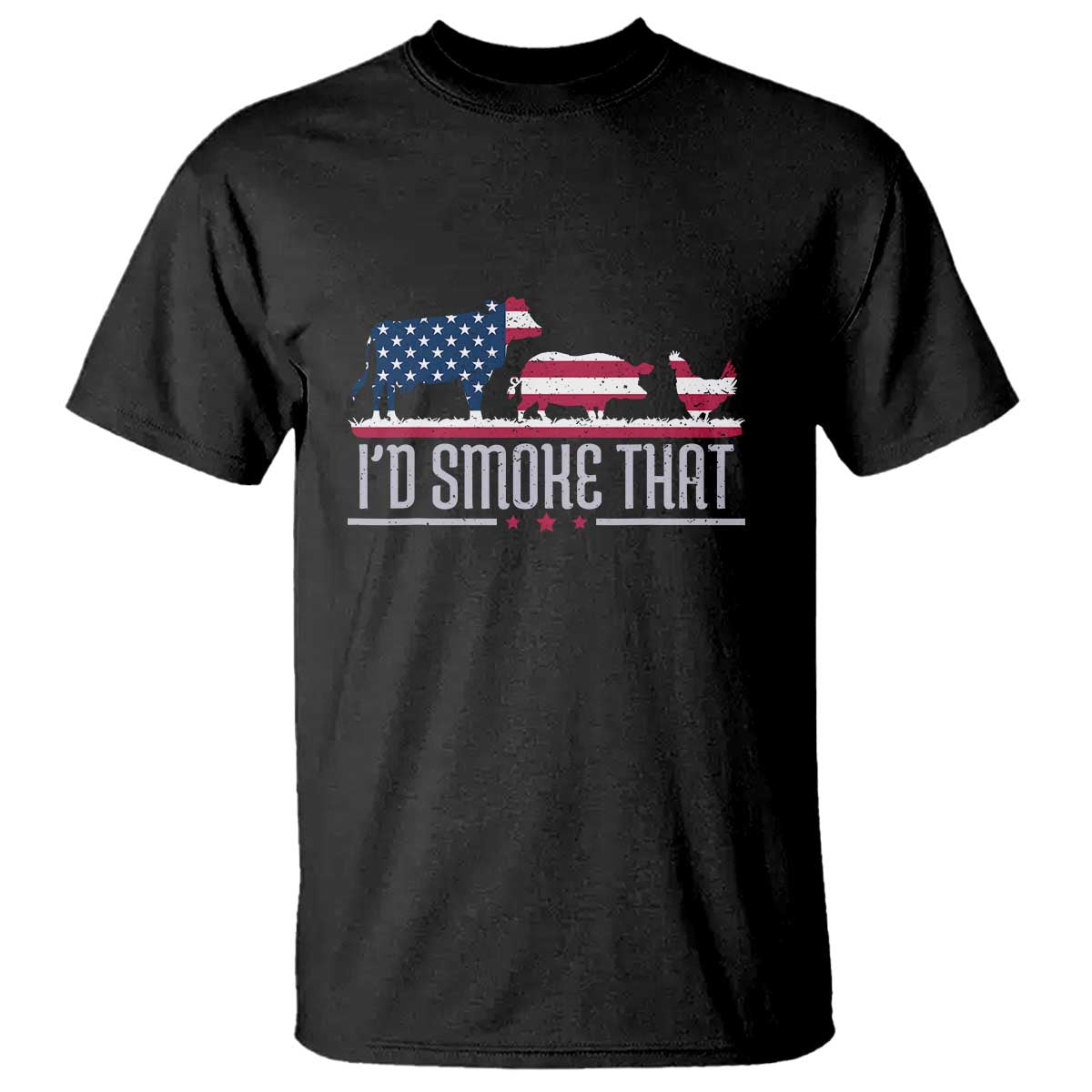 4th July I'd Smoke That Patriot BBQ Barbeque Cook Chef T Shirt - Wonder Print Shop