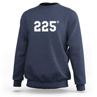 Men's navy crewneck sweatshirt with large white "225°" print on chest