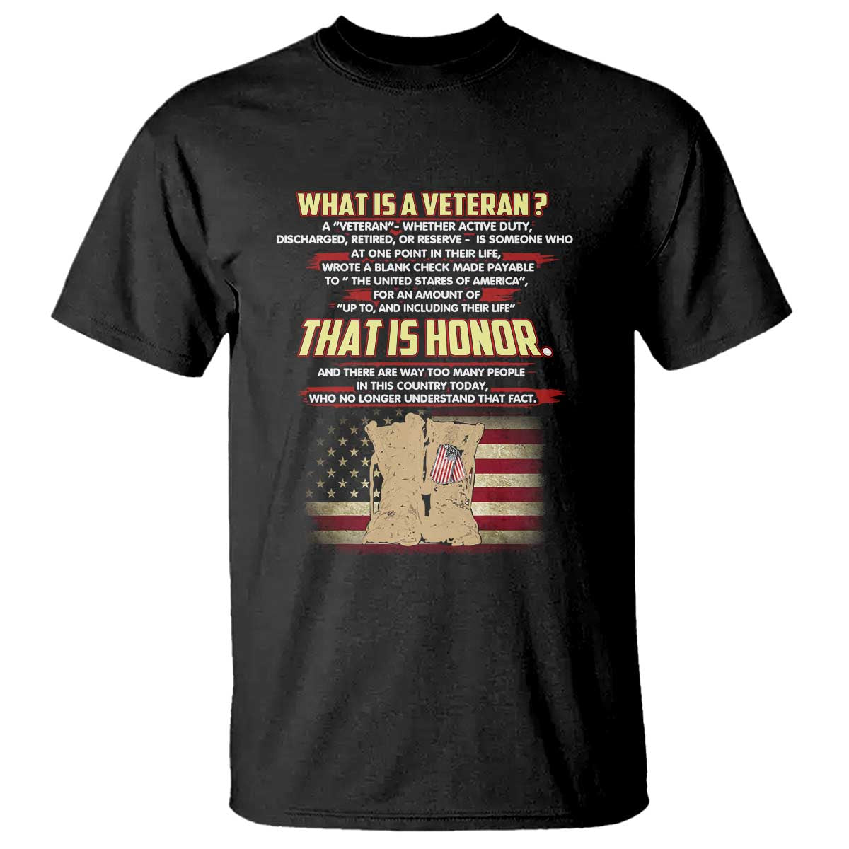 What Is a Veteran That Is Honor - Patriotic Tribute T Shirt Veterans Day Appreciation - Wonder Print Shop