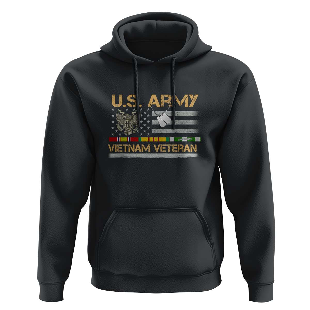 US Army Vietnam Veteran - Patriotic USA Flag Military Hoodie Vietnam War Veteran Tribute