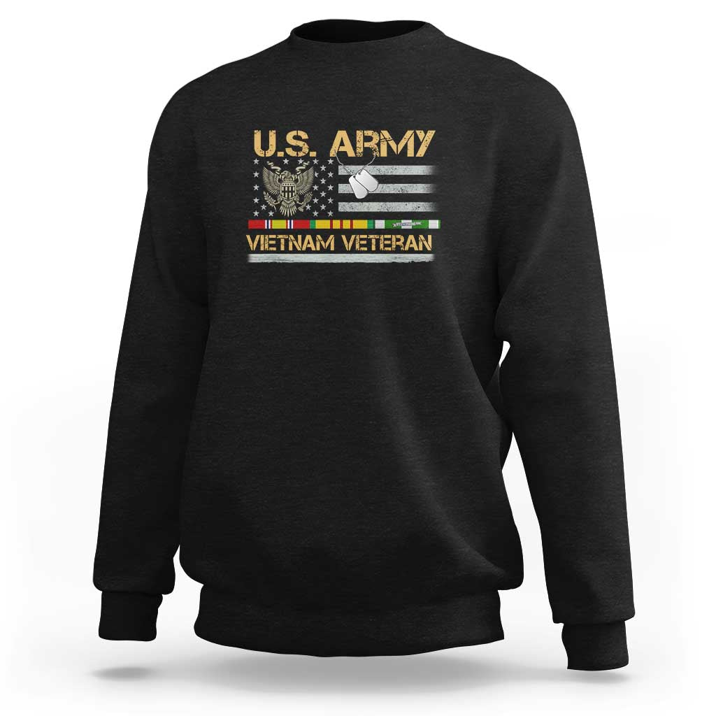 US Army Vietnam Veteran - Patriotic USA Flag Military Sweatshirt Vietnam War Veteran Tribute - Wonder Print Shop