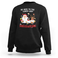 Black crewneck sweatshirt with Santa and reindeer "Santa is watching" front print