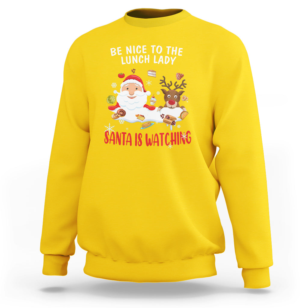 Daisy yellow crewneck sweatshirt with Santa and reindeer "Santa is watching" front print