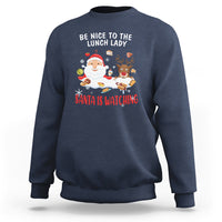 Navy crewneck sweatshirt with Santa and reindeer "Santa is watching" front print