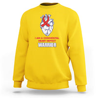 Daisy yellow crewneck sweatshirt with front heart graphic and warrior text