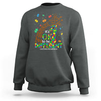 Dark heather gray sweatshirt with colorful giraffe autism awareness front print