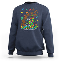 Dark blue sweatshirt with colorful giraffe autism awareness front print