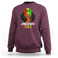 Juneteenth Afro sweatshirt in maroon with 'Juneteenth 1865' front graphic