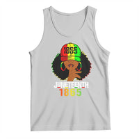 Light gray Juneteenth 1865 graphic tank top, sleeveless crew neck