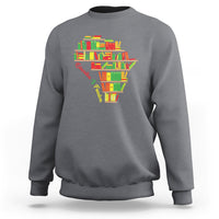 Charcoal gray crewneck sweatshirt with colorful books heart graphic at the chest