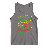 Heather gray tank top with Juneteenth freedom lettering