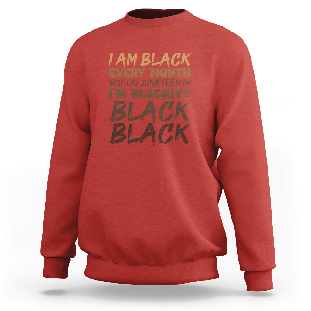 Red crewneck sweatshirt with front graphic text print and ribbed cuffs and hem.