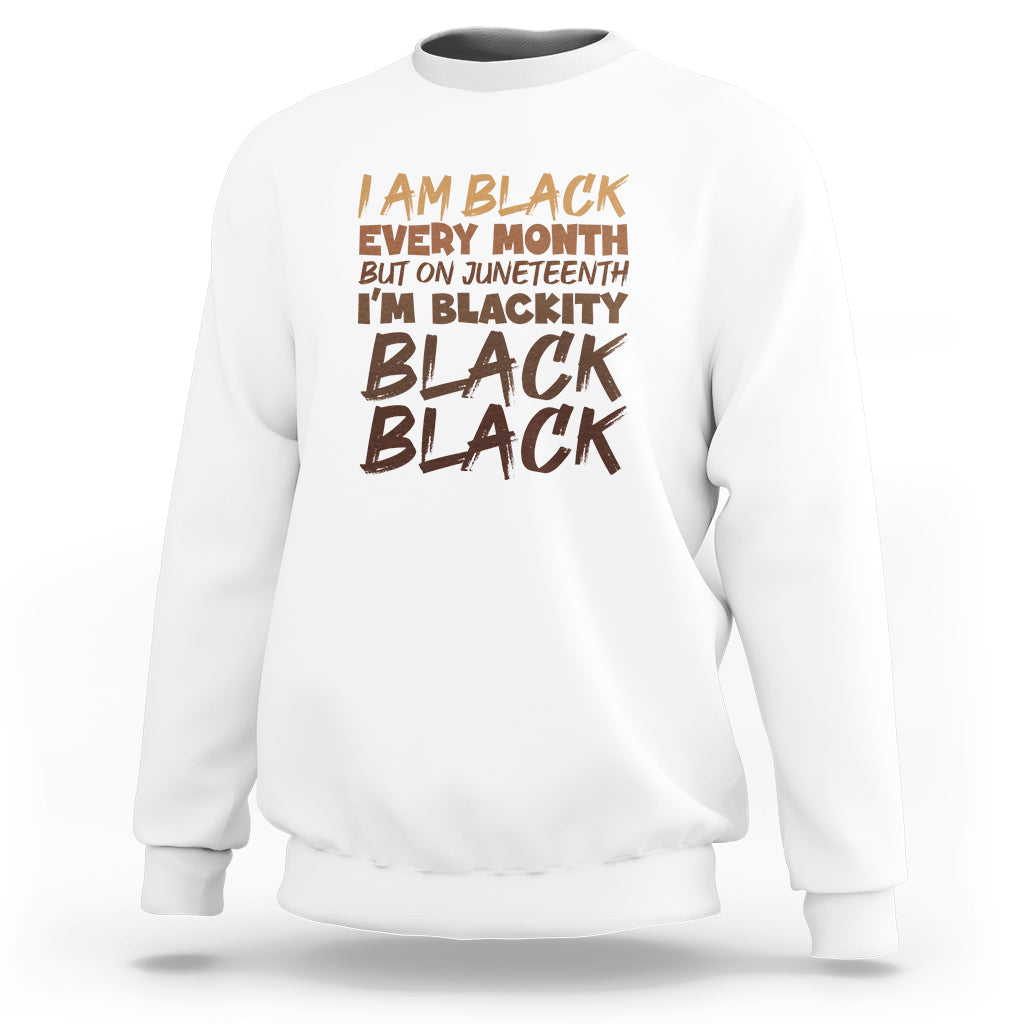 White crewneck sweatshirt with front graphic text print and ribbed cuffs and hem.