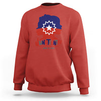 Women’s Juneteenth sweatshirt in red, crewneck with multicolor front graphic
