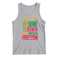Light gray sleeveless tank top with colorful Juneteenth Freedom graphic