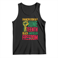 Black tank top with Juneteenth freedom graphic, Freedom Since 1865
