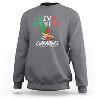 Charcoal crewneck sweatshirt with 'VIVA MEXICO' and 'Cabrones' flag graphic on back