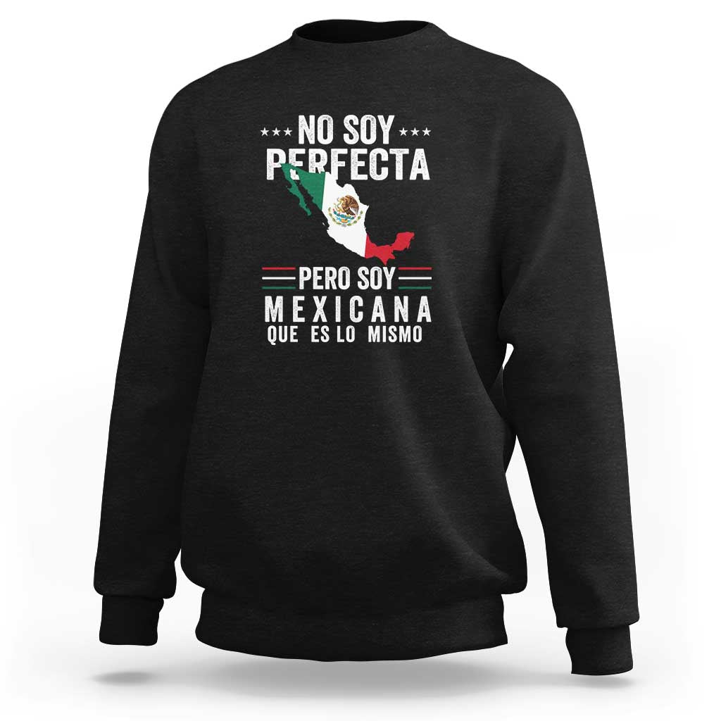 Black crewneck sweatshirt with back graphic and slogan celebrating Mexican pride.
