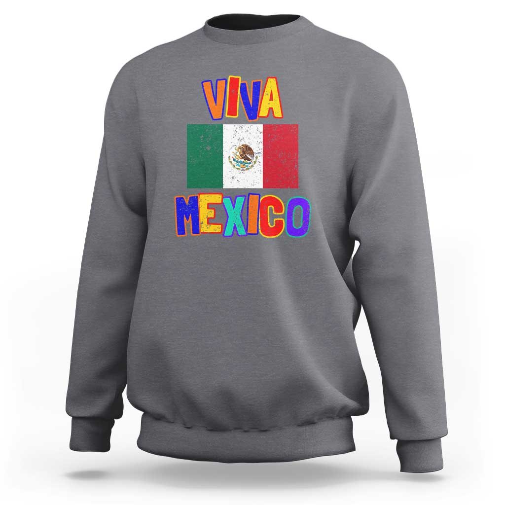 Charcoal sweatshirt with 'VIVA MEXICO' Mexico flag print for Independence Day