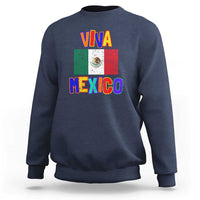 Navy sweatshirt with 'VIVA MEXICO' Mexico flag print for Independence Day