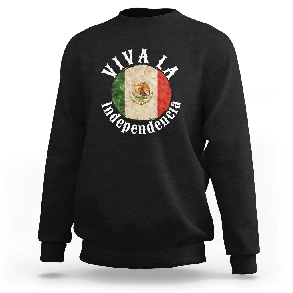 Charcoal crewneck sweatshirt with Mexico independence graphic on chest