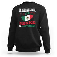 Black crewneck sweatshirt with Independence de Mexico 16 September graphic and flag