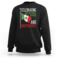 Black sweatshirt, back graphic with Mexican flag and text “Celebrating…Independence”