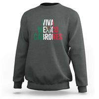 Charcoal heather crewneck sweatshirt with 'VIVA MEXICO CABRONES' graphic on chest
