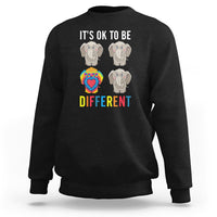 Autism acceptance sweatshirt, black, elephant graphic and “It's OK to be Different”