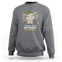 Heather gray kids sweatshirt with cute elephant graphic and “It’s Ok To Be Different” text