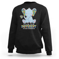 Black sweatshirt with colorful autism awareness elephant graphic