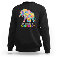 Autism sweatshirt with colorful elephant graphic, black crewneck