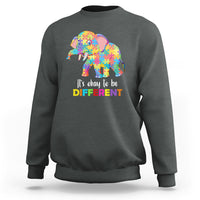 Autism sweatshirt with colorful elephant graphic, dark gray crewneck