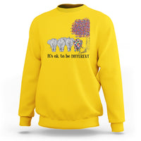 Daisy yellow sweatshirt with elephant 'It's ok to be different' graphic