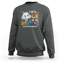 Dark heather gray sweatshirt with cartoon elephant graphic and “It’s OK to be DIFFERENT” text