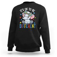 Black autism awareness sweatshirt with elephant “It's OK to be Different” graphic